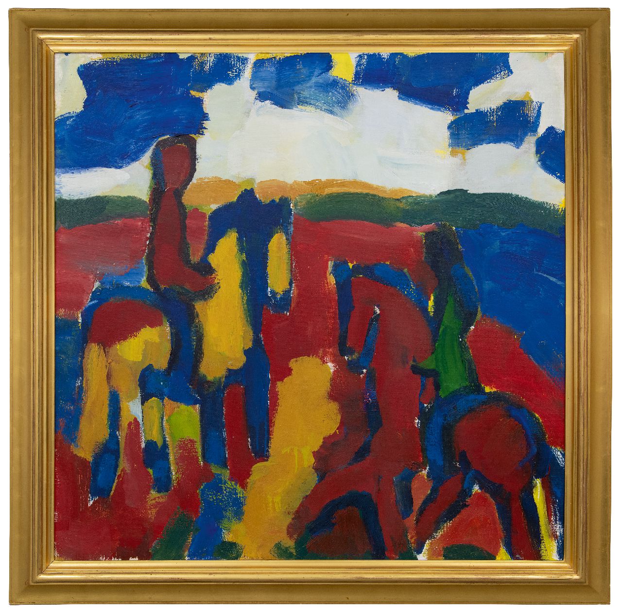 Benner G.  | Gerrit Benner | Gemälde zum Verkauf angeboten | Reiter in einer Landschaft, Öl auf Leinwand 90,1 x 89,9 cm, Unterzeichnet im Verso und zu datieren um 1977