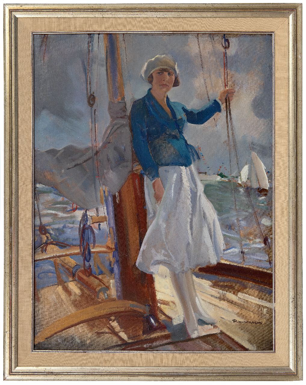 Hem P. van der | Pieter 'Piet' van der Hem | Gemälde zum Verkauf angeboten | Posieren auf der Segelyacht, Öl auf Leinwand 65,5 x 50,7 cm, Unterzeichnet u.r. Hem P. van der | Pieter 'Piet' van der Hem | Gemälde zum Verkauf angeboten | Posieren auf der Segelyacht, Öl auf Leinwand 65,5 x 50,7 cm, Unterzeichnet u.r.