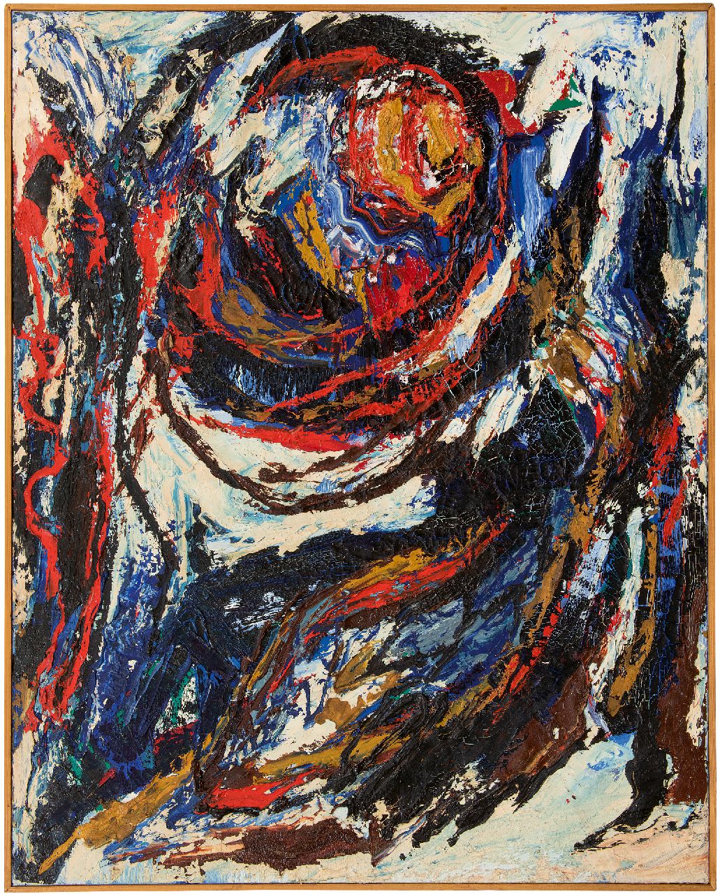 Hunziker F. | Frieda Hunziker | Gemälde zum Verkauf angeboten | Wirbel, Öl auf Leinwand 125,2 x 100,4 cm, Unterzeichnet auf Keilrahmen (zweimal) und zu datieren 1963 Hunziker F. | Frieda Hunziker | Gemälde zum Verkauf angeboten | Wirbel, Öl auf Leinwand 125,2 x 100,4 cm, Unterzeichnet auf Keilrahmen (zweimal) und zu datieren 1963
