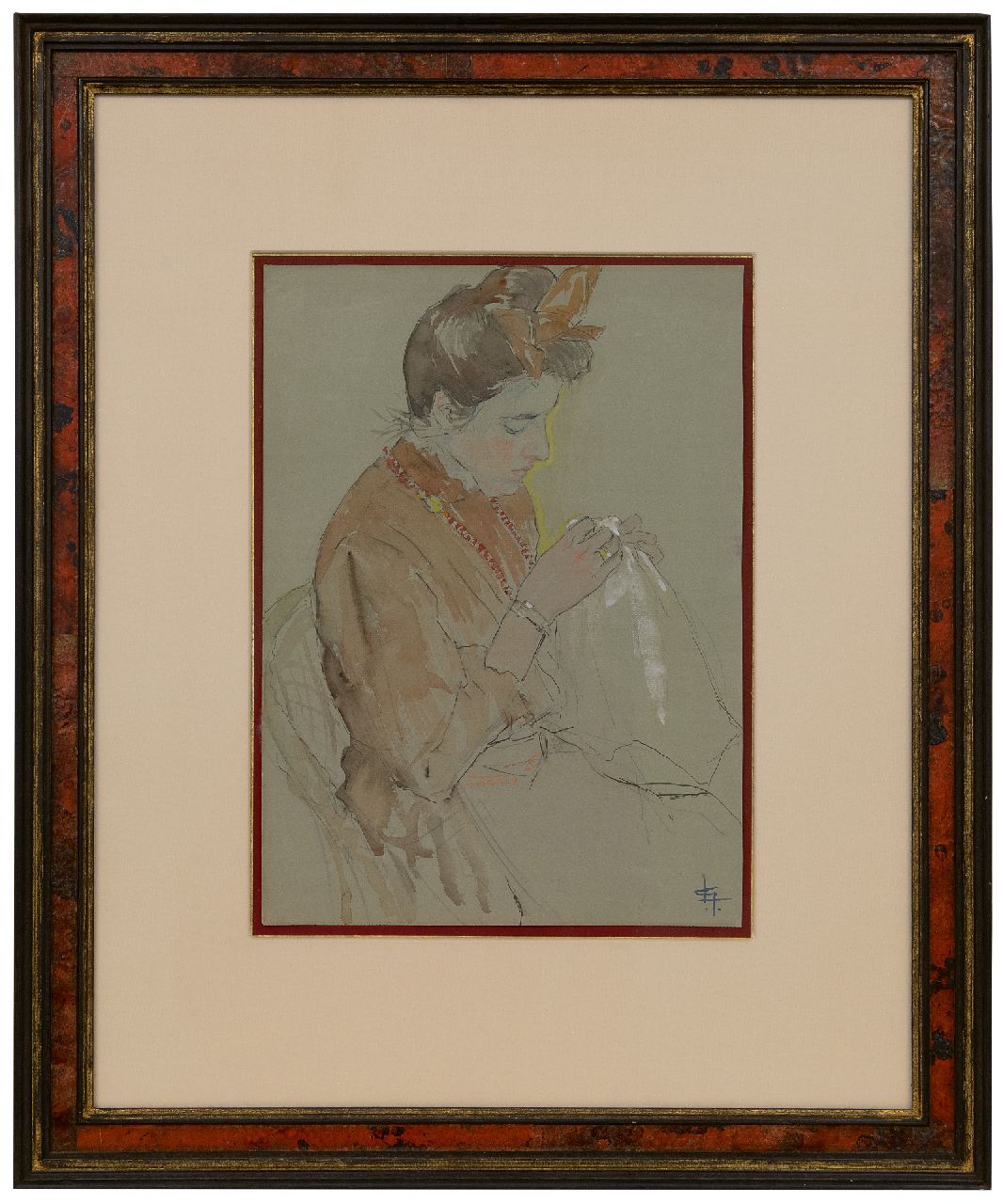 Gestel L. | Leendert 'Leo' Gestel | Aquarelle und Zeichnungen zum Verkauf angeboten | Porträt der Schwester des Künstlers, Aquarell auf Papier 31,0 x 23,0 cm, Unterzeichnet u.r. mit Monogramm Gestel L. | Leendert 'Leo' Gestel | Aquarelle und Zeichnungen zum Verkauf angeboten | Porträt der Schwester des Künstlers, Aquarell auf Papier 31,0 x 23,0 cm, Unterzeichnet u.r. mit Monogramm