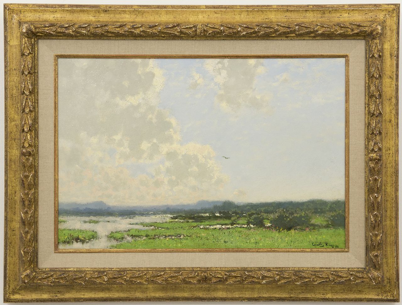 Kuijpers C.  | Cornelis Kuijpers | Gemälde zum Verkauf angeboten | Breite Landschaft beim Rhein, Öl auf Leinwand 38,0 x 58,5 cm, Unterzeichnet r.u.