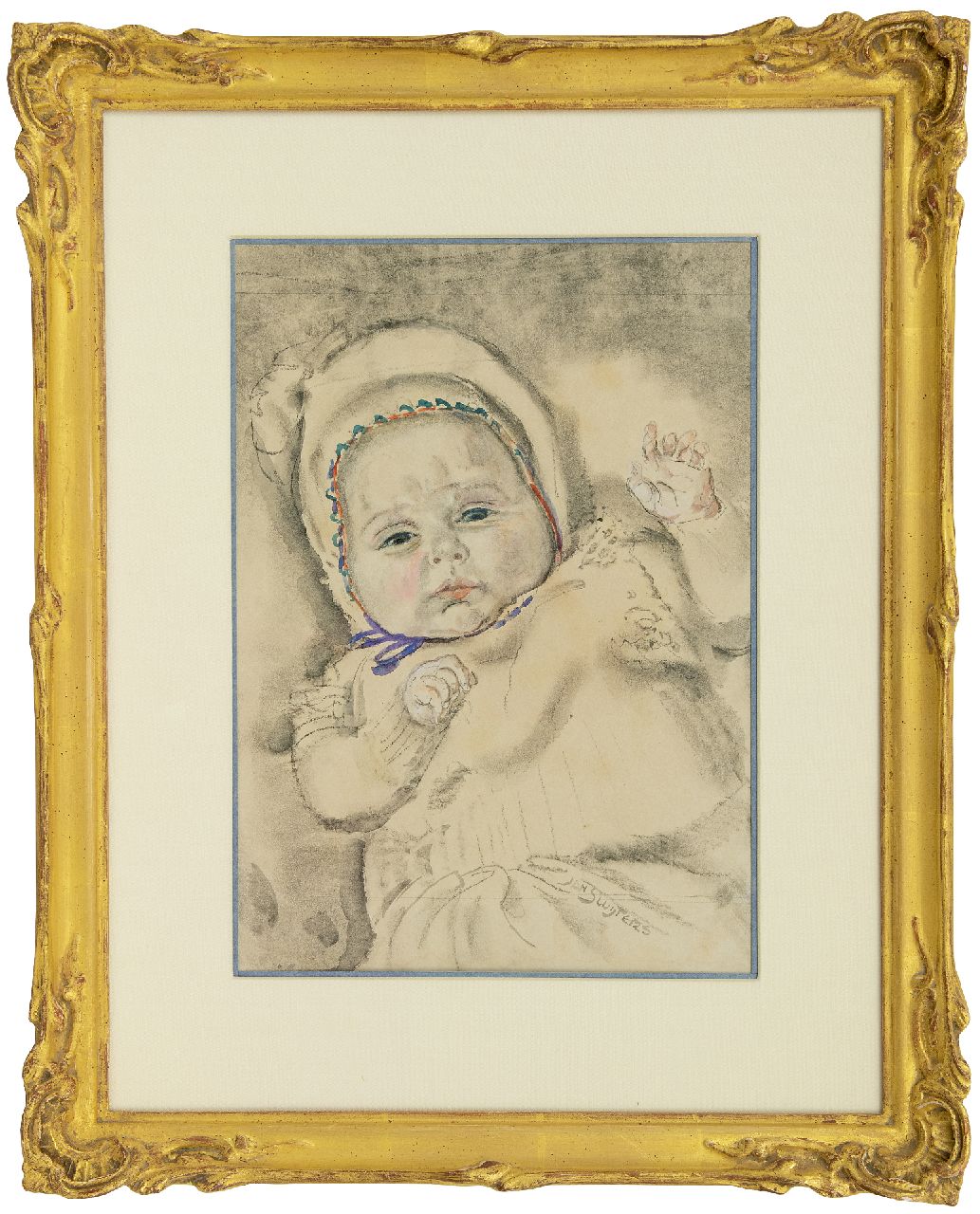 Sluijters J.C.B.  | Johannes Carolus Bernardus 'Jan' Sluijters | Aquarelle und Zeichnungen zum Verkauf angeboten | Baby, Holzkohle und Aquarell auf Papier 37,0 x 27,2 cm, Unterzeichnet r.u.