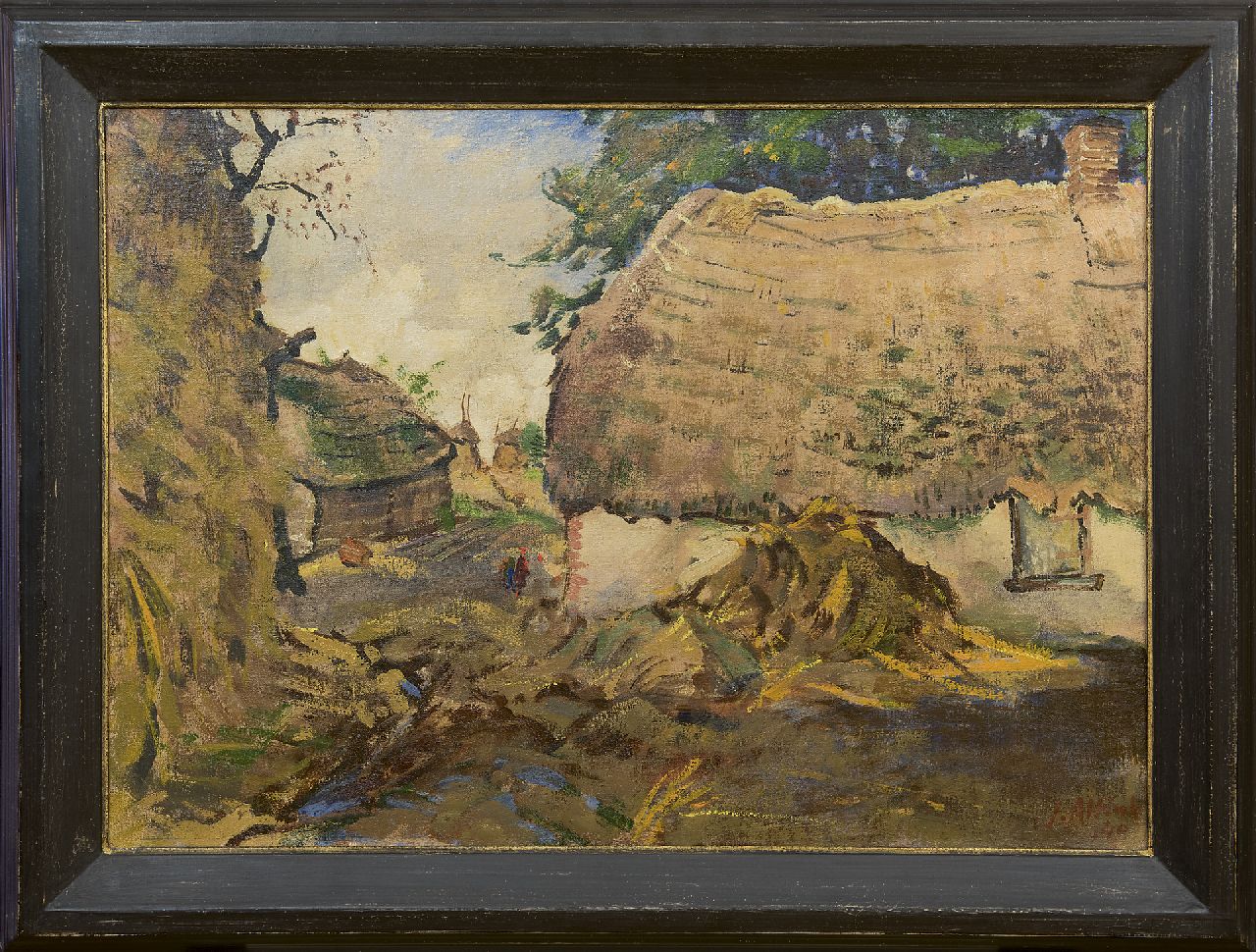 Altink J.  | Jan Altink | Gemälde zum Verkauf angeboten | Bauernhof mit Heuhaufen, Öl auf Leinwand 50,3 x 70,3 cm, Unterzeichnet r.u. und datiert '40