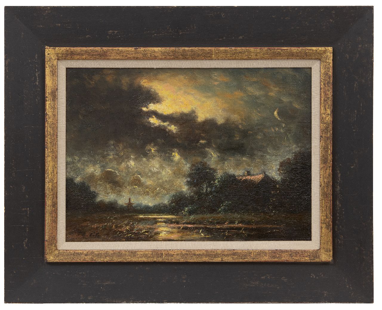 Cate P. ten | Pieter ten Cate | Gemälde zum Verkauf angeboten | Mondlicht, Öl auf Leinwand 26,3 x 37,2 cm, Unterzeichnet l.u.