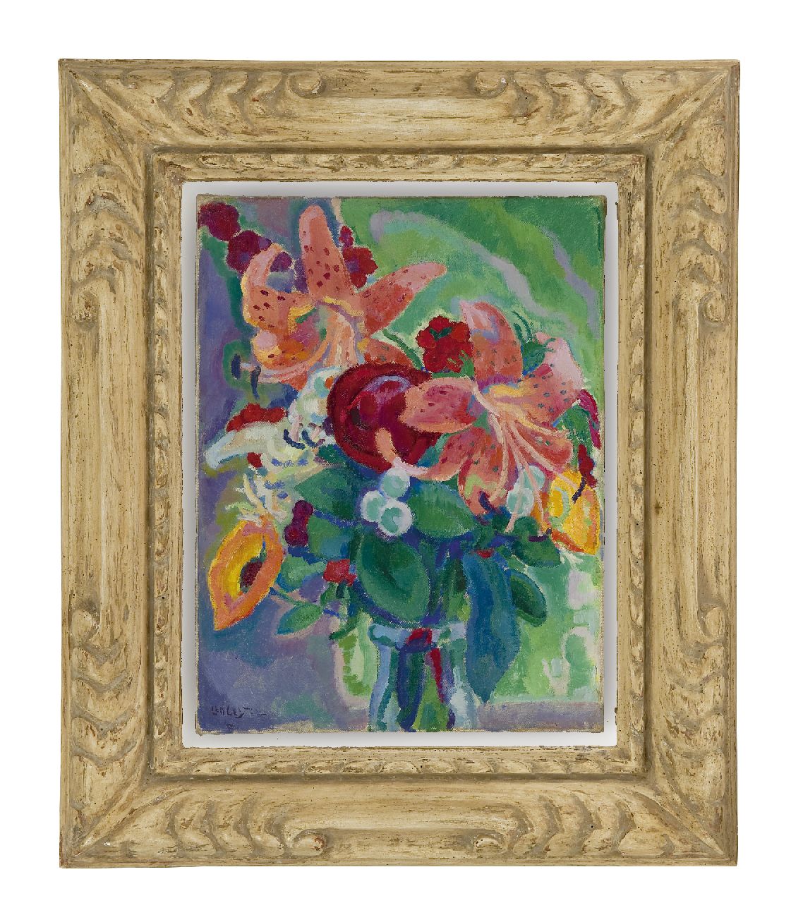 Gestel L.  | Leendert 'Leo' Gestel, Flower still life with tiger lilies, Öl auf Leinwand 33,3 x 25,3 cm, signed l.l. und painted ca. 1912-1913