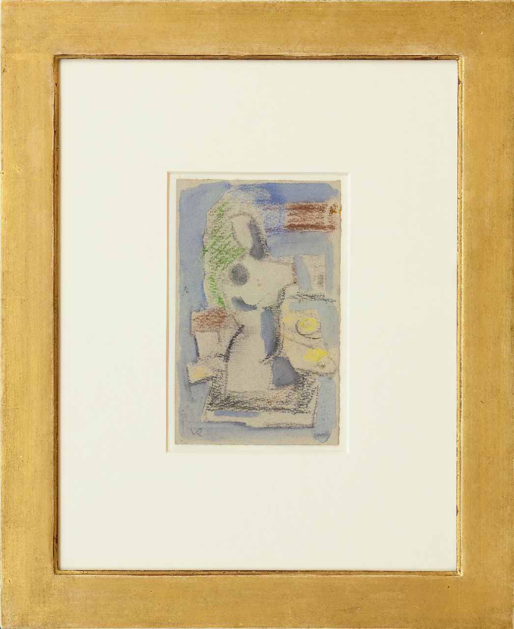 Rees O. van | Otto van Rees | Aquarelle und Zeichnungen zum Verkauf angeboten | Komposition mit Torso, Kreide und Aquarell auf Papier 17,5 x 11,5 cm, zu datieren um 1949