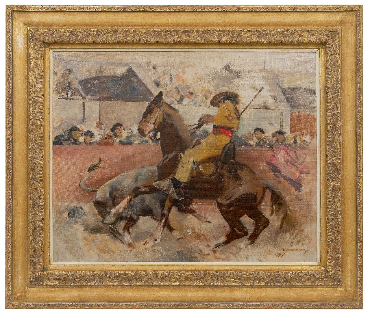 Hem P. van der | Pieter 'Piet' van der Hem, A bullfight, Öl auf Leinwand 61,5 x 77,2 cm, signed l.r.