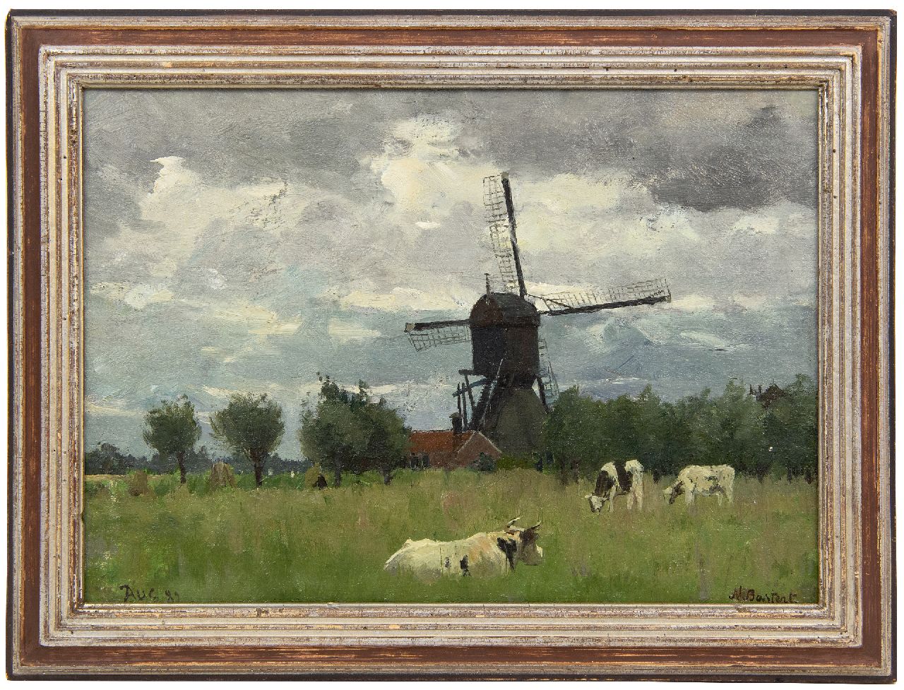 Bastert S.N.  | Syvert 'Nicolaas' Bastert | Gemälde zum Verkauf angeboten | Wassermühle im Polder Otterspoorbroek, Breukelen, Öl auf Leinwand auf Holz 24,5 x 34,0 cm, Unterzeichnet r.u. und datiert Aug. '82, ohne Rahmen