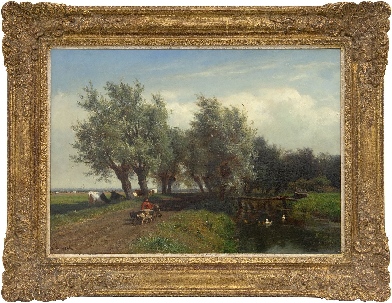 Schampheleer E. de | Edmund de Schampheleer | Gemälde zum Verkauf angeboten | Polderlandschaft, Öl auf Leinwand 43,8 x 62,3 cm, Unterzeichnet l.u. und ohne Rahmen