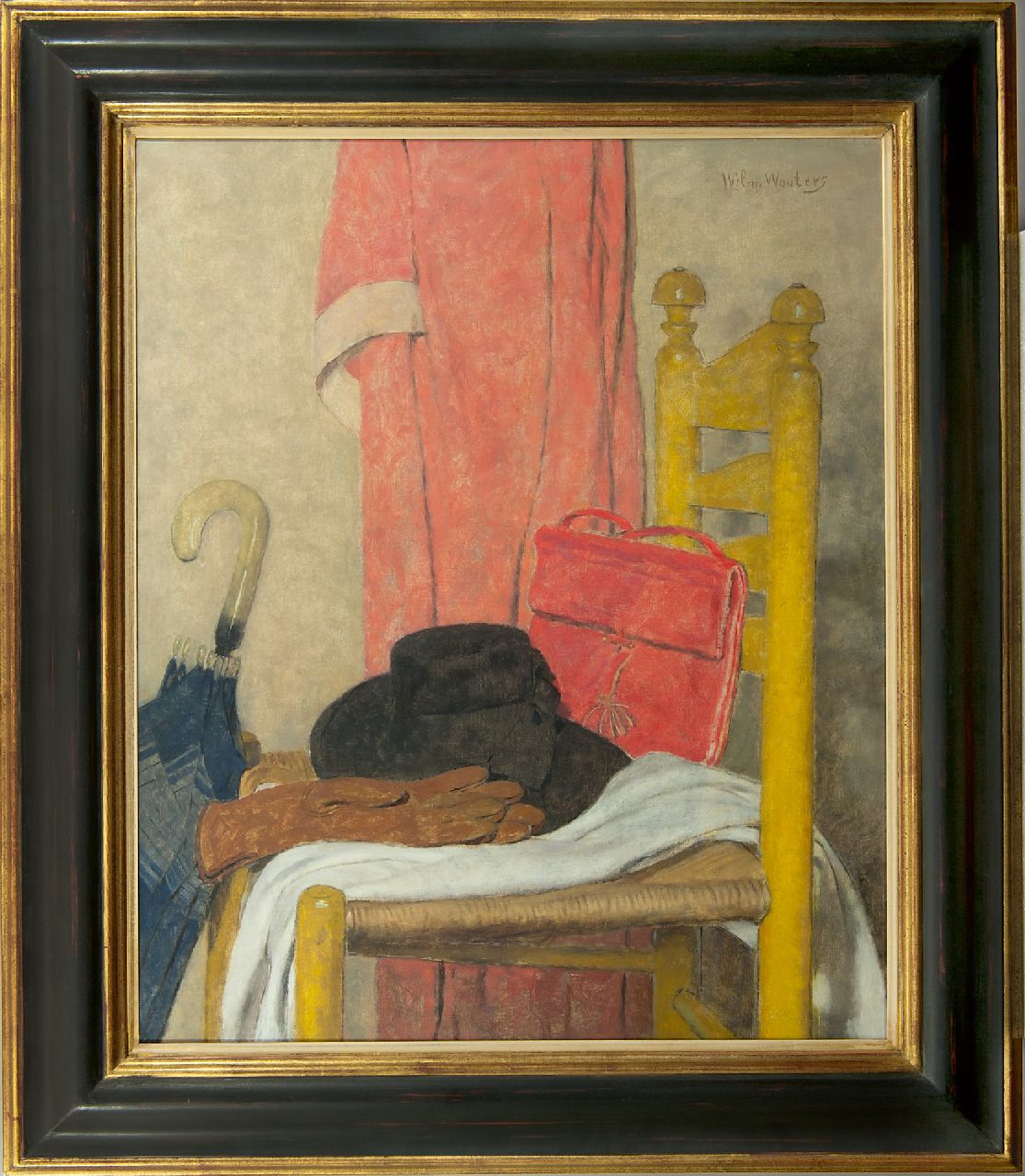 Wouters W.H.M.  | Wilhelmus Hendrikus Marie 'Wilm' Wouters, Stilleben mit Hut, Regenschirm, Tasche und Handschuhen, Öl auf Leinwand 75,3 x 62,3 cm, Unterzeichnet r.o.