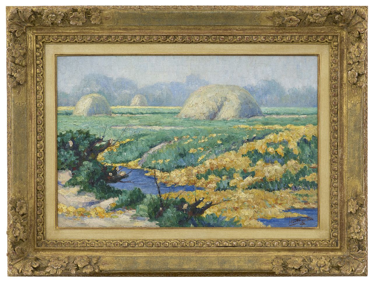 Tongerloo F. van | Frans van Tongerloo | Gemälde zum Verkauf angeboten | Kanal mit Blumen, Öl auf Leinwand 40,5 x 60,5 cm, Unterzeichnet r.u. und datiert 1916