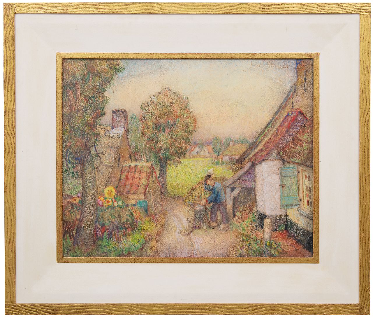 Strube J.H.  | Johan Hendrik 'Jan' Strube | Aquarelle und Zeichnungen zum Verkauf angeboten | Der Holzfäller, Pastell auf Papier 55,9 x 69,7 cm, Unterzeichnet r.o.