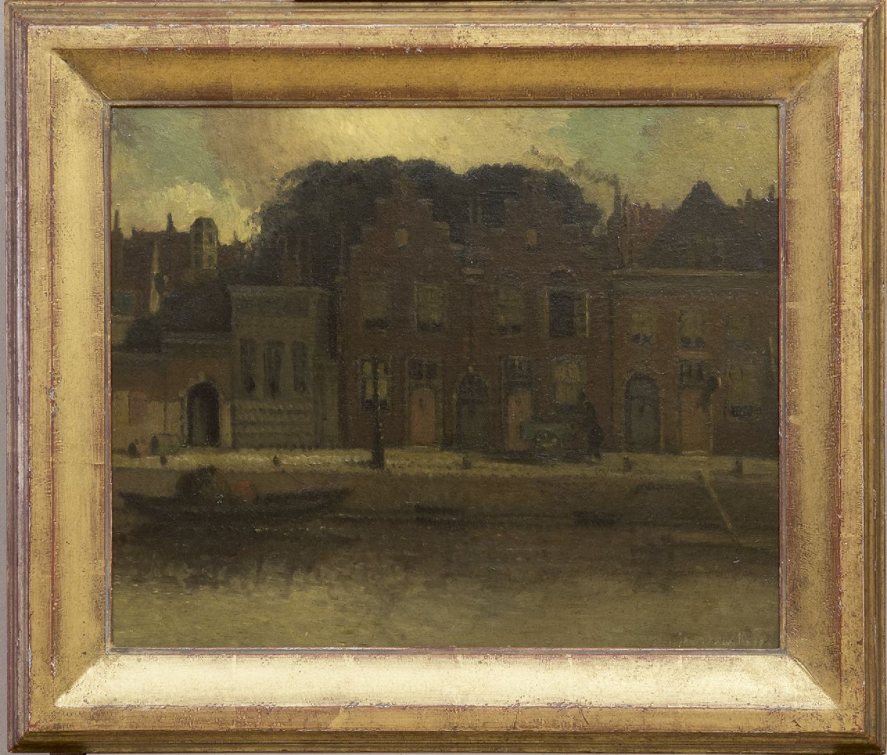 Daalhoff H.A. van | Hermanus Antonius 'Henri' van Daalhoff | Gemälde zum Verkauf angeboten | Häuser am Kai, Öl auf Holz 37,7 x 46,0 cm, Unterzeichnet r.u.
