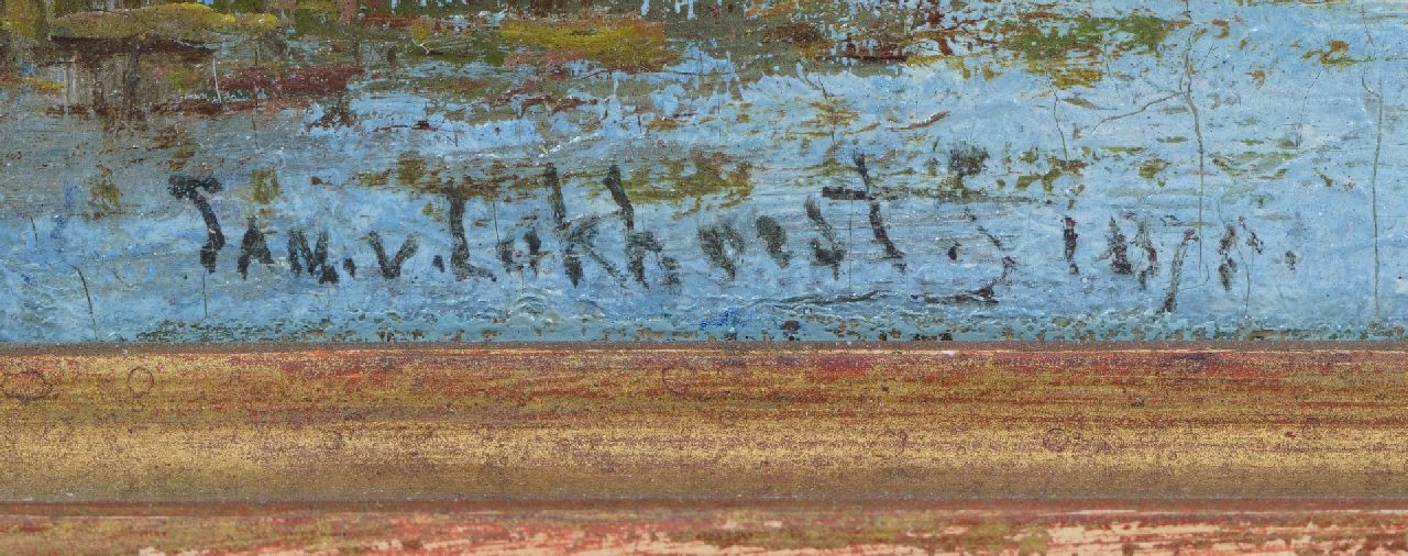 Jan van Lokhorst Signaturen Dorfkanal mit angelegten Booten