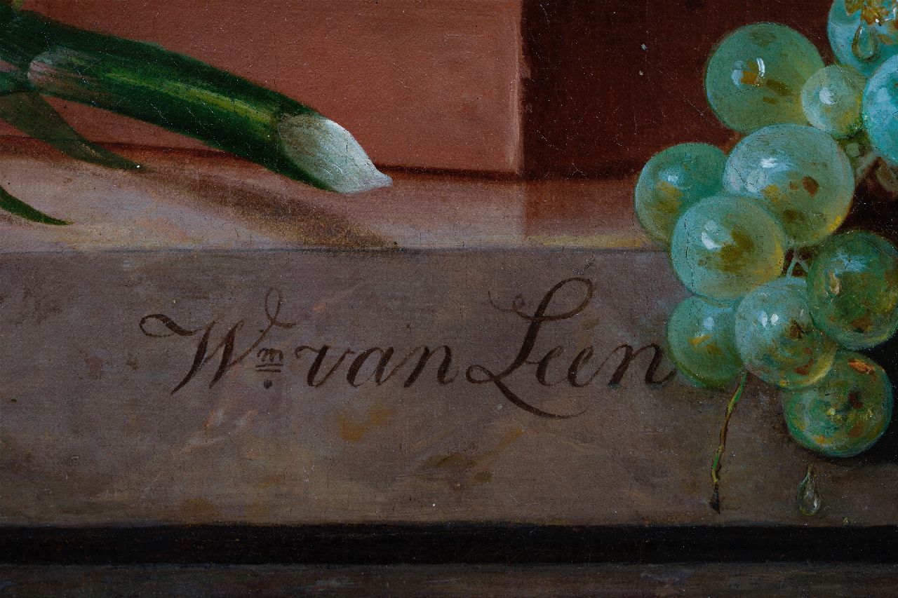 Willem van Leen Signaturen Prunkstilleben mit Blumen und Früchten