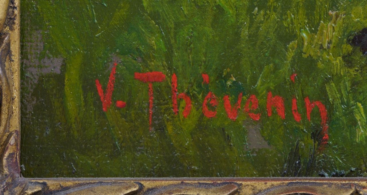 Louis Victor Thevenin Signaturen Frühling im Dorf