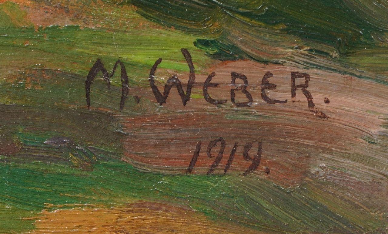 Marie Weber Signaturen Stockrosen bei einem Bauernhof