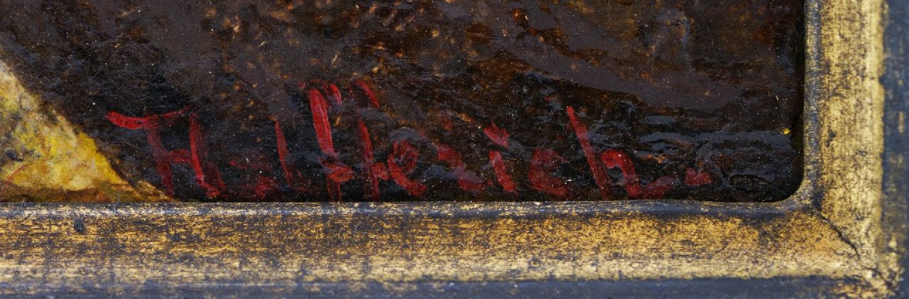 Frans Helfferrich Signaturen Elegante junge Frauen vor dem Schaufenster eines Hutgeschäfts am Abend