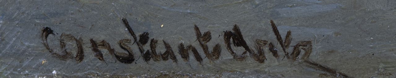 Constant Artz Signaturen Enten mit Küken am Ufer