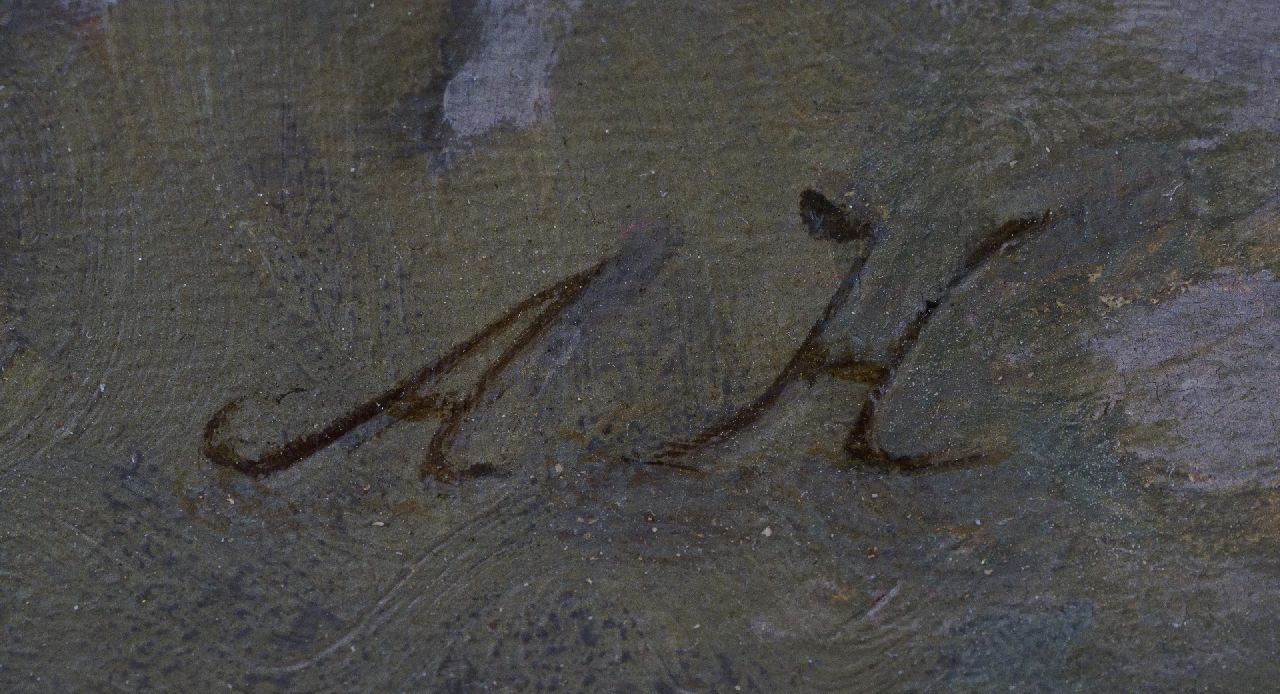 Adriana Haanen Signaturen Pfirsiche in einer Schale auf einem Steinsockel