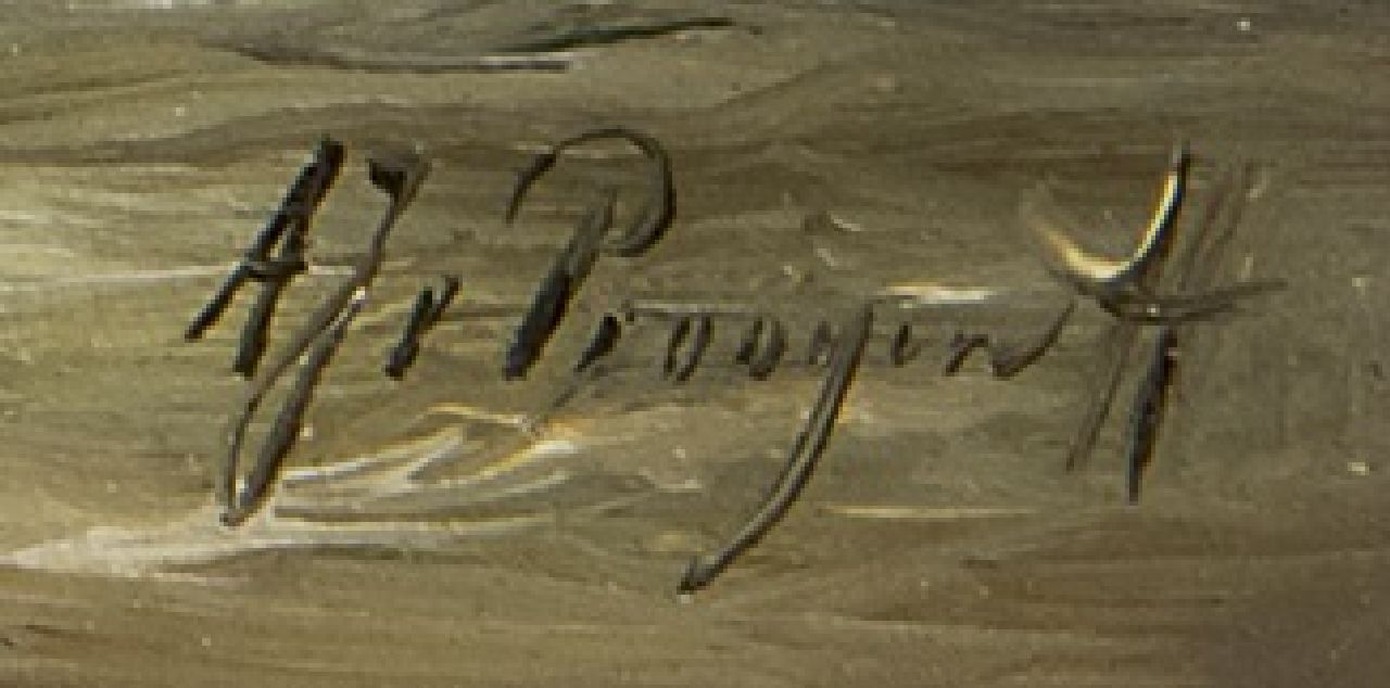 Albert Jurardus van Prooijen Signaturen Tjalke in einer starken Brise