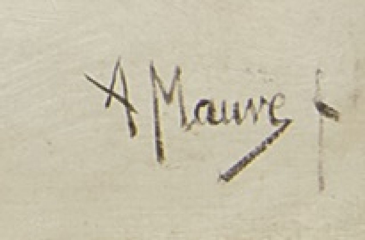 Anton Mauve Signaturen Schneelandschaft mit Karren