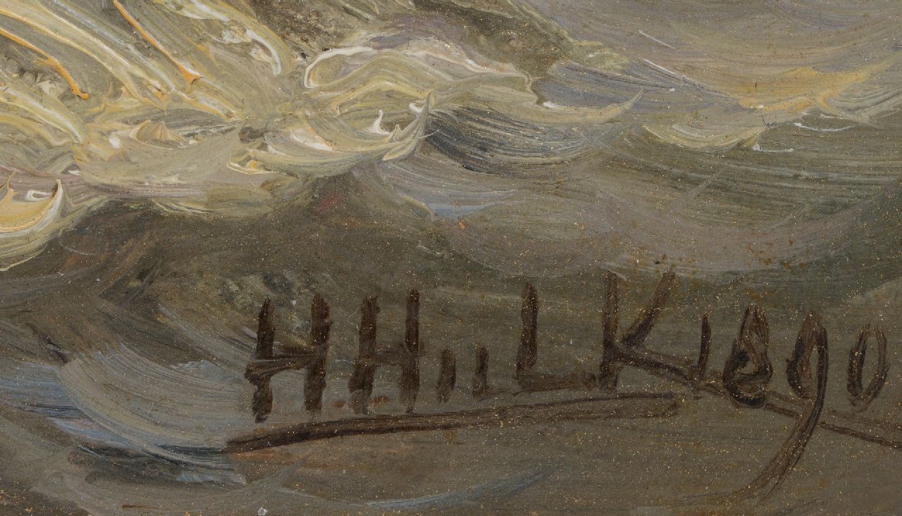 Hendrik Hulk Signaturen Segelschiff auf unruhiger See