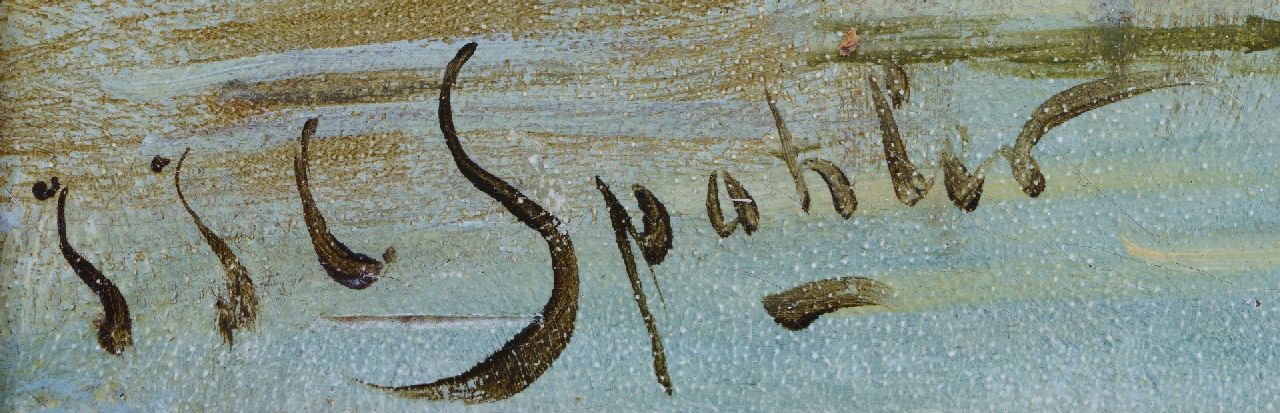 Jacob Jan Coenraad Spohler Signaturen Sommerliche Flussansicht mit Mühlen