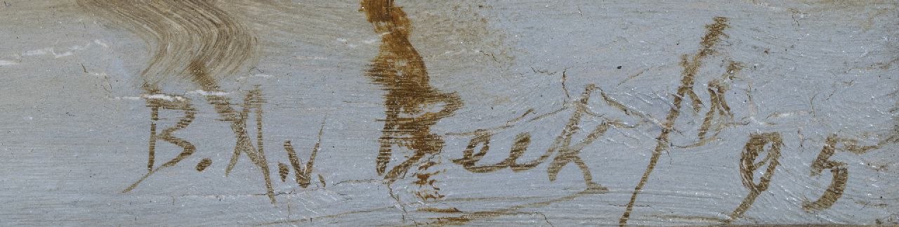 Bernard van Beek Signaturen Holzsägewerk und Hof auf dem Wasser