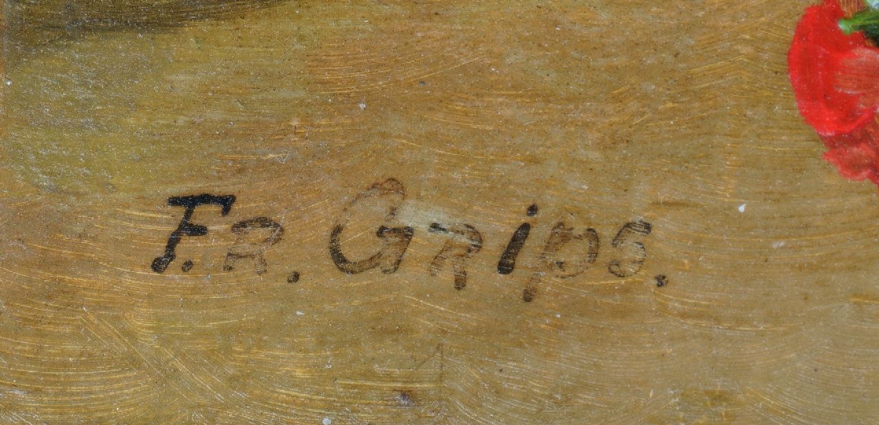 Frits Grips Signaturen Stillleben mit Kirschen und Erdbeeren im Glas