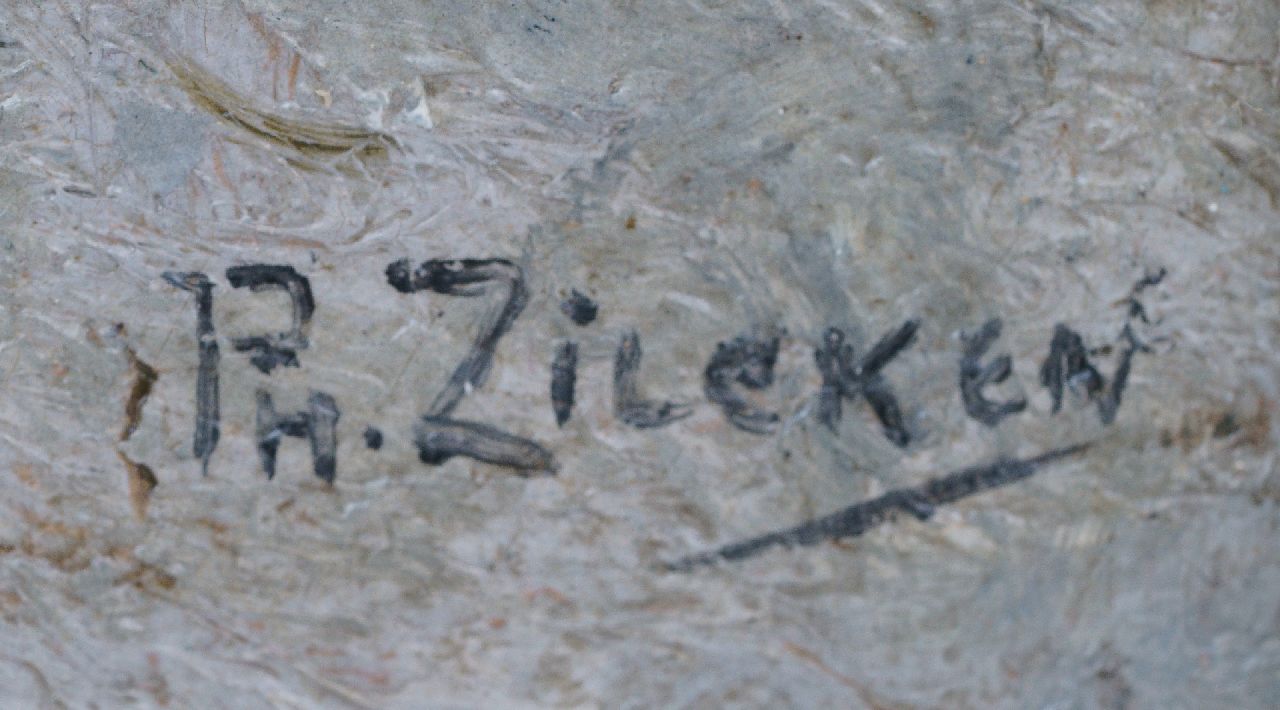 Philip Zilcken Signaturen Mühle im Schnee bei untergehender Sonne