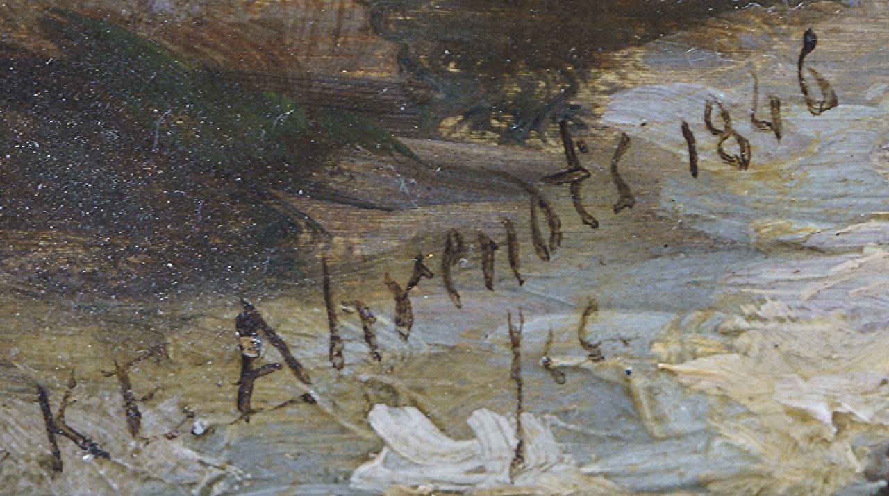 Carl Eduard Ahrendts Signaturen Pferd und Schlitten auf gefrorenem Fluss