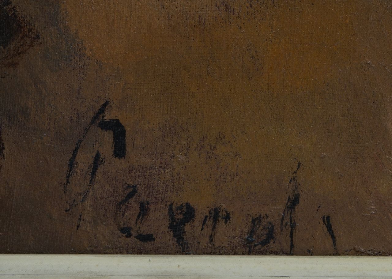 Willem Paerels Signaturen Altes Viertel mit Fleischer und Figuren