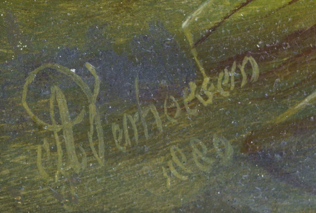 Albertus Verhoesen Signaturen Henne mit Küken in einer Landschaft (zusammen mit 21928)