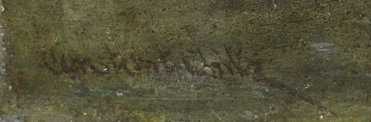 Constant Artz Signaturen Ente mit Jungen im Waldteich