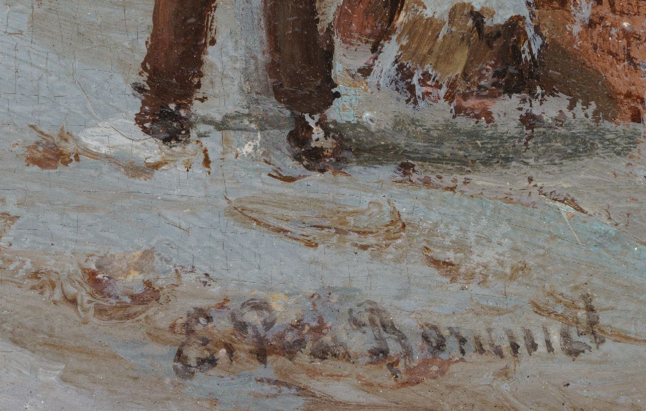 Elias Pieter van Bommel Signaturen Niederländisches Stadtbild im Winter