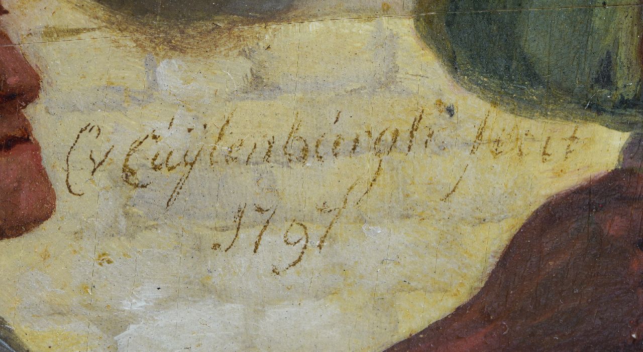 Cornelis van Cuylenburgh (II) Signaturen Dorfszene, nach dem Schlachten des Schweins