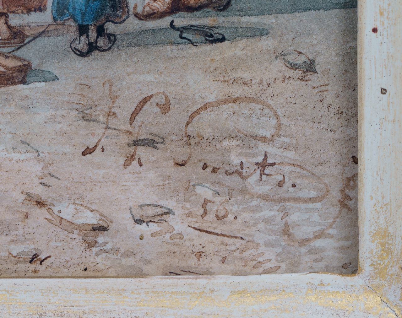 Jan Gerard Smits Signaturen Winterlandschaft mit mit festgefrorenen Schiff
