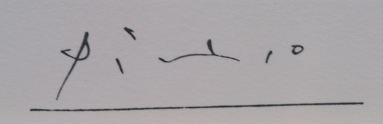 Picasso Signaturen Au cirque. Écuyère se chaussant dans les coulisses et clown au trapèze