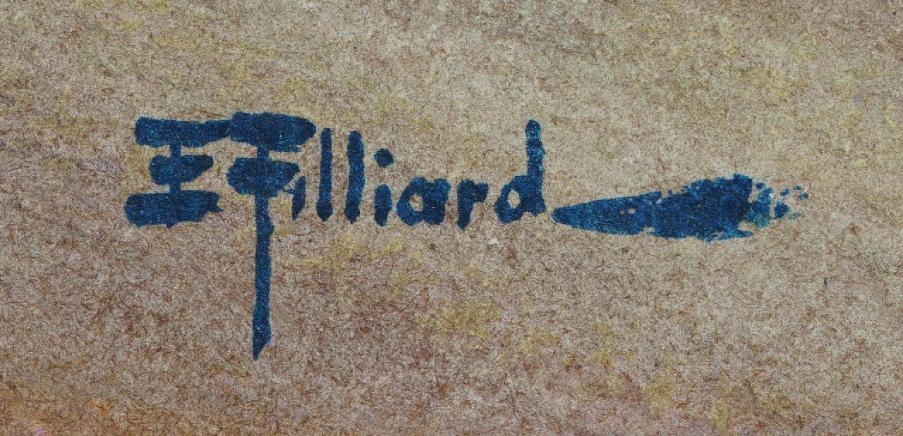 Ernest Filliard Signaturen Lila Blumen in einem Topf