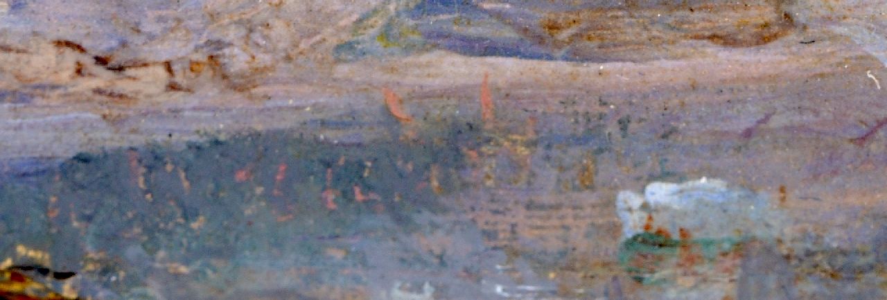 Carl Eduard Ahrendts Signaturen Figuren auf einem zugefrorenen Fluss bei Sonnenuntergang