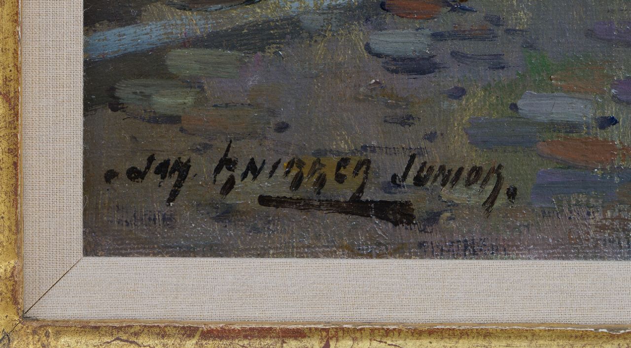 Jan Knikker jr. Signaturen Sonniger Dorfblick mit Figuren