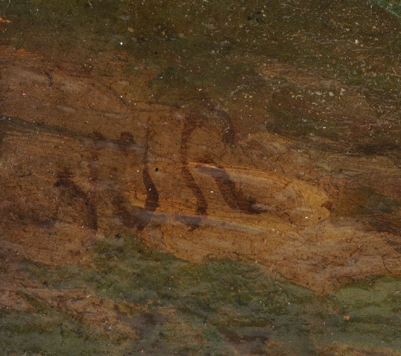Nicolaas Roosenboom Signaturen Waldlandschaft mit Figuren am Heuwagen