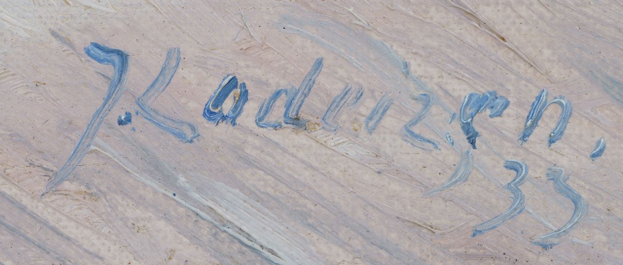 Jo Lodeizen Signaturen Stilleben mit Krug, Weißbrot und Käse unter einer Glasglocke