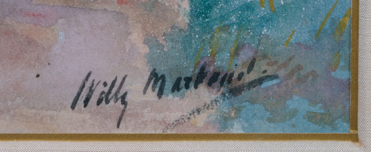 Willy Martens Signaturen Junge Bäuerin in einem Gemüsegarten
