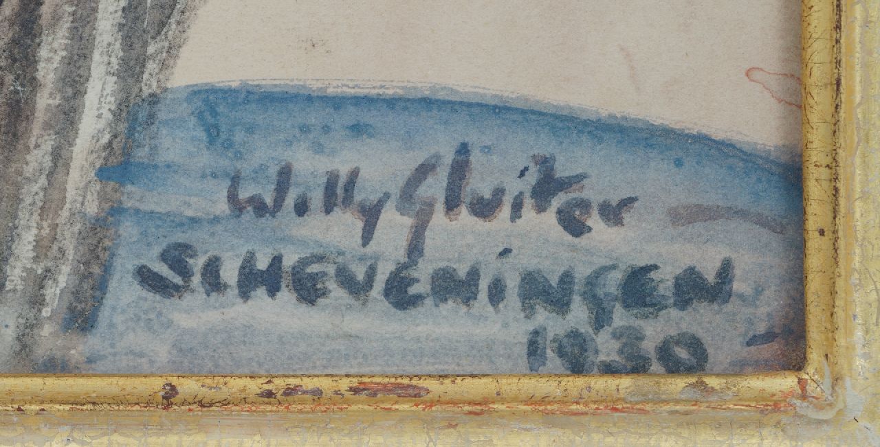 Willy Sluiter Signaturen Auf dem Boulevard von Scheveningen, am Morgen