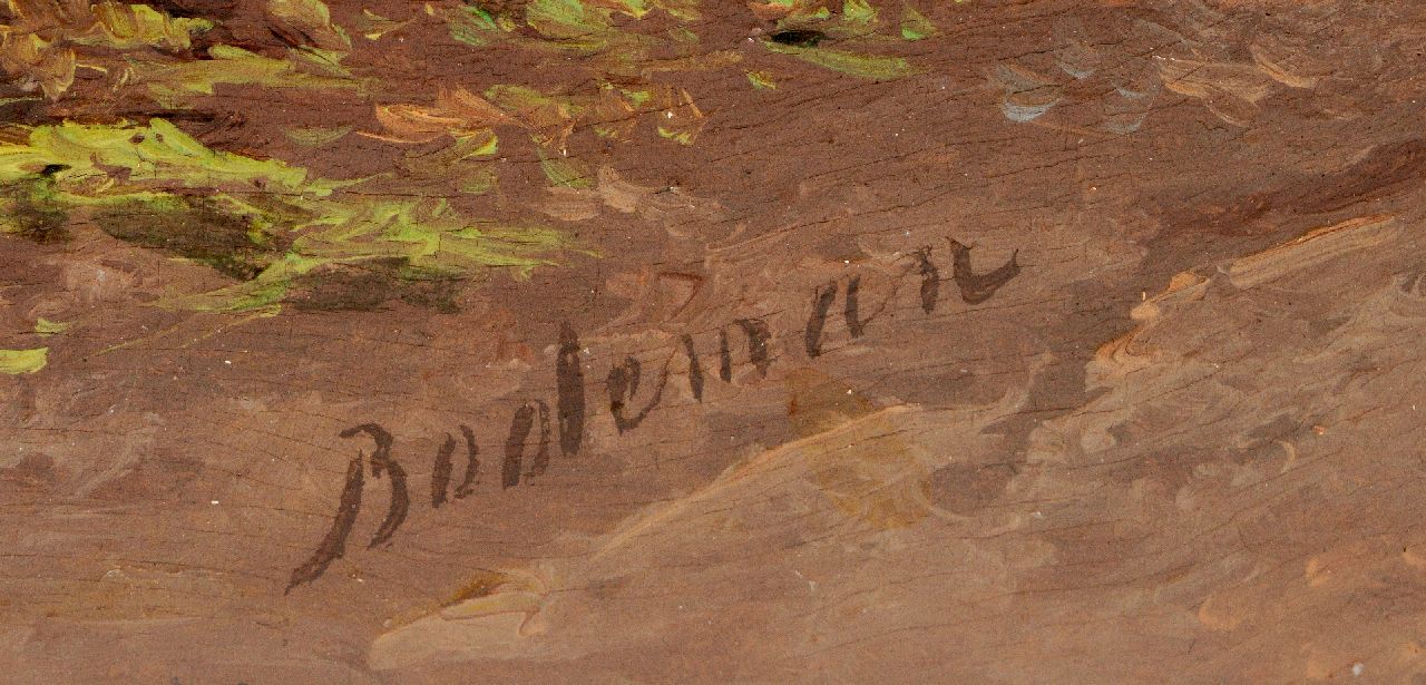 Willem Bodeman Signaturen Eine Bäuerin mit Vieh und ein Reisender auf einem Waldweg