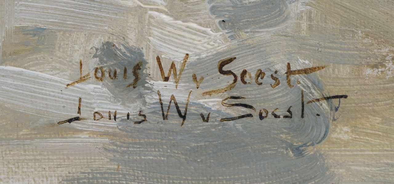 Louis van Soest Signaturen Bauernhof im Schnee