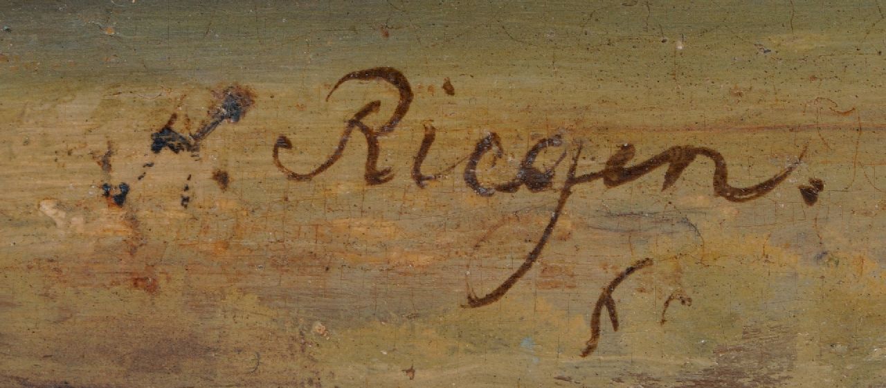 Nicolaas Riegen Signaturen Schiffe und Fischerleute am Strand