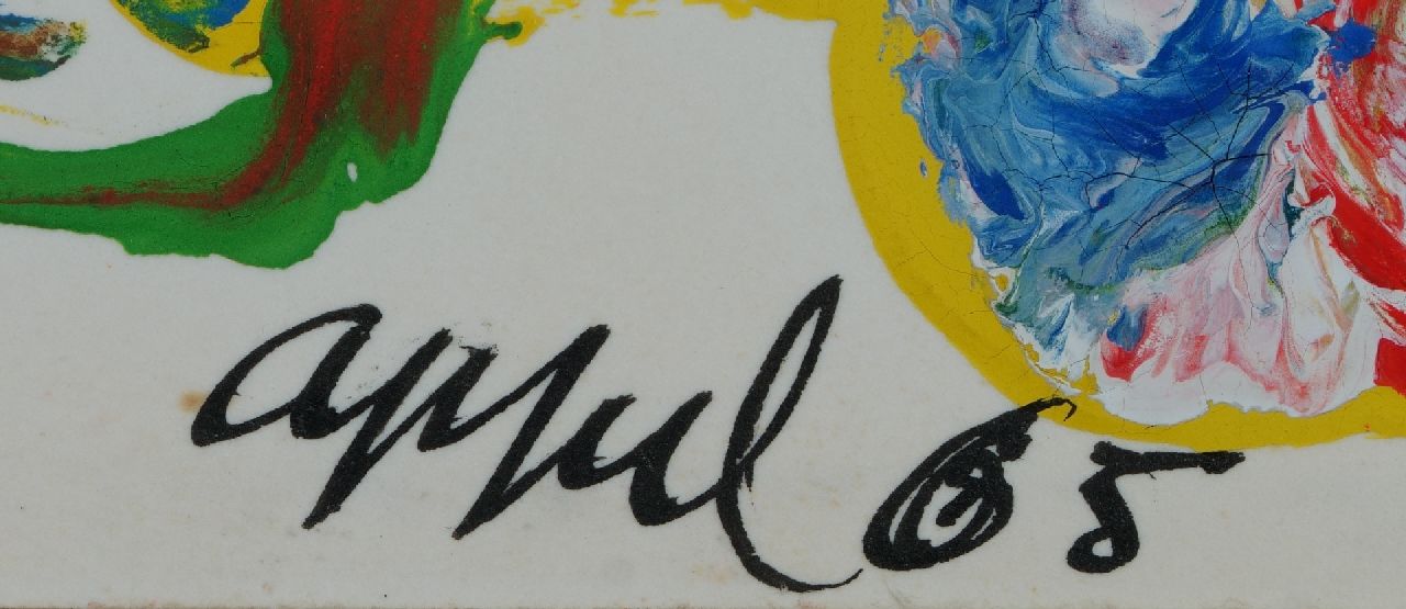 Karel Appel Signaturen Postkarte an Simon Vinkenoog